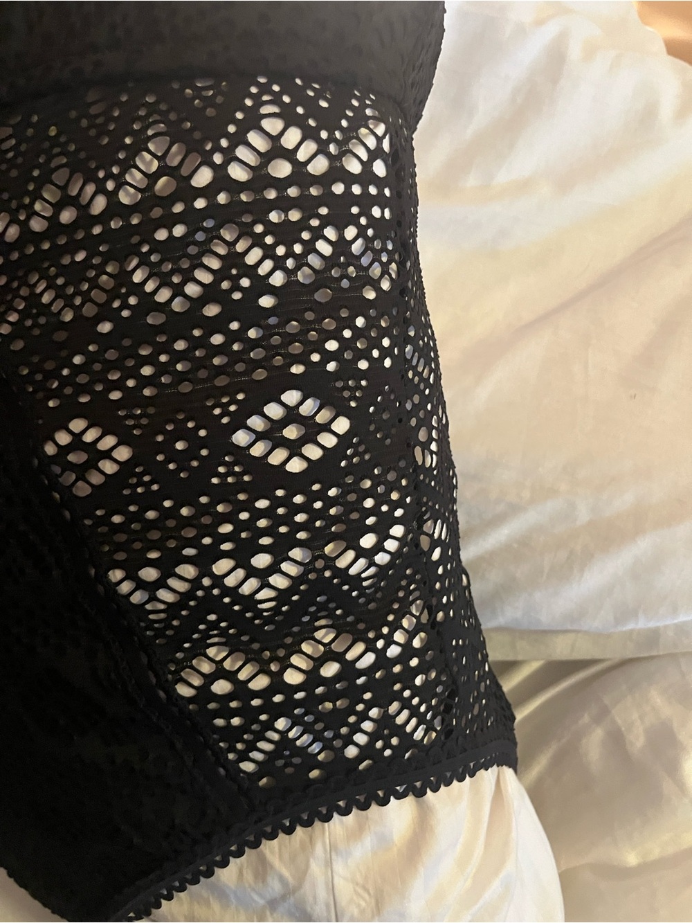 Adore Me NWT Black Crochet Lace One-Piece Swimsuit Plus Size 1X - Picture 6 of 7
